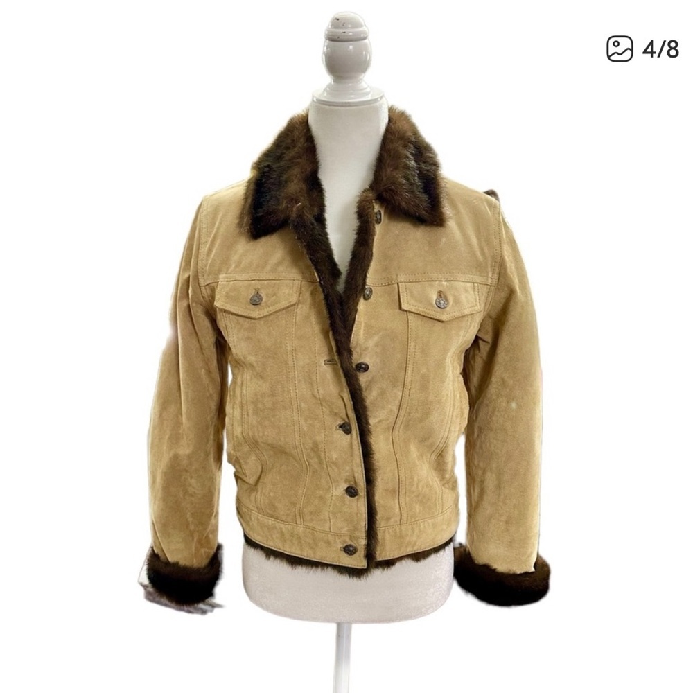 SOLD Wilson Vintage 100% Suede Leather Tan Faux Mink Fur Jacket